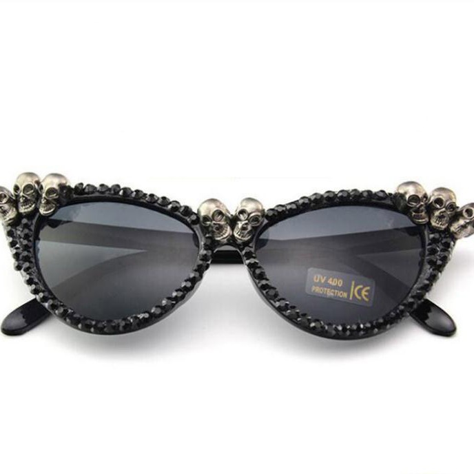 Sunglasses Cat Eye - Kacamata Pesta Fashion Berhias Batu Rhinestone