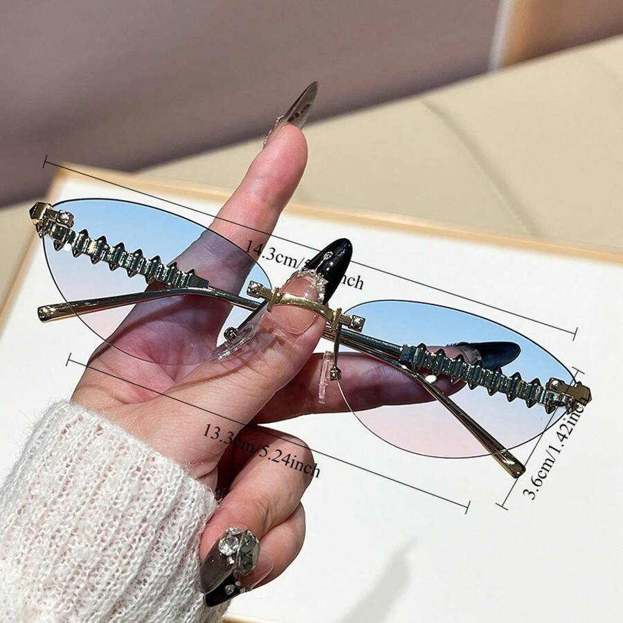 Sunglasses Cat Eye - Kacamata Fashion Cat-Eye Tanpa Bingkai dengan