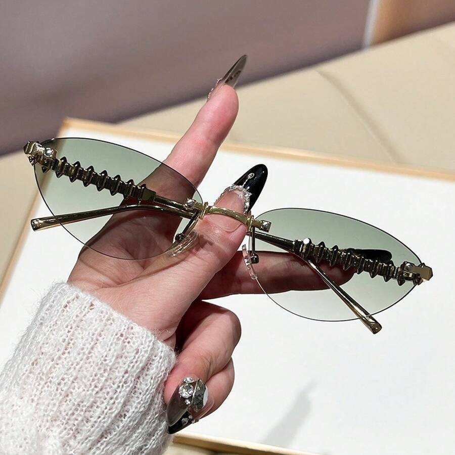 Sunglasses Cat Eye - Kacamata Fashion Cat-Eye Tanpa Bingkai dengan