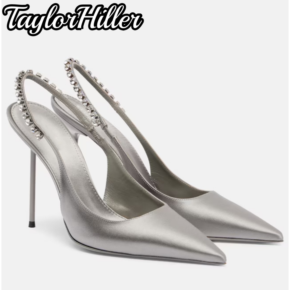 Sandal Strappy Heeled - Sandal Hak Tinggi Mewah Berhias Rhinestone