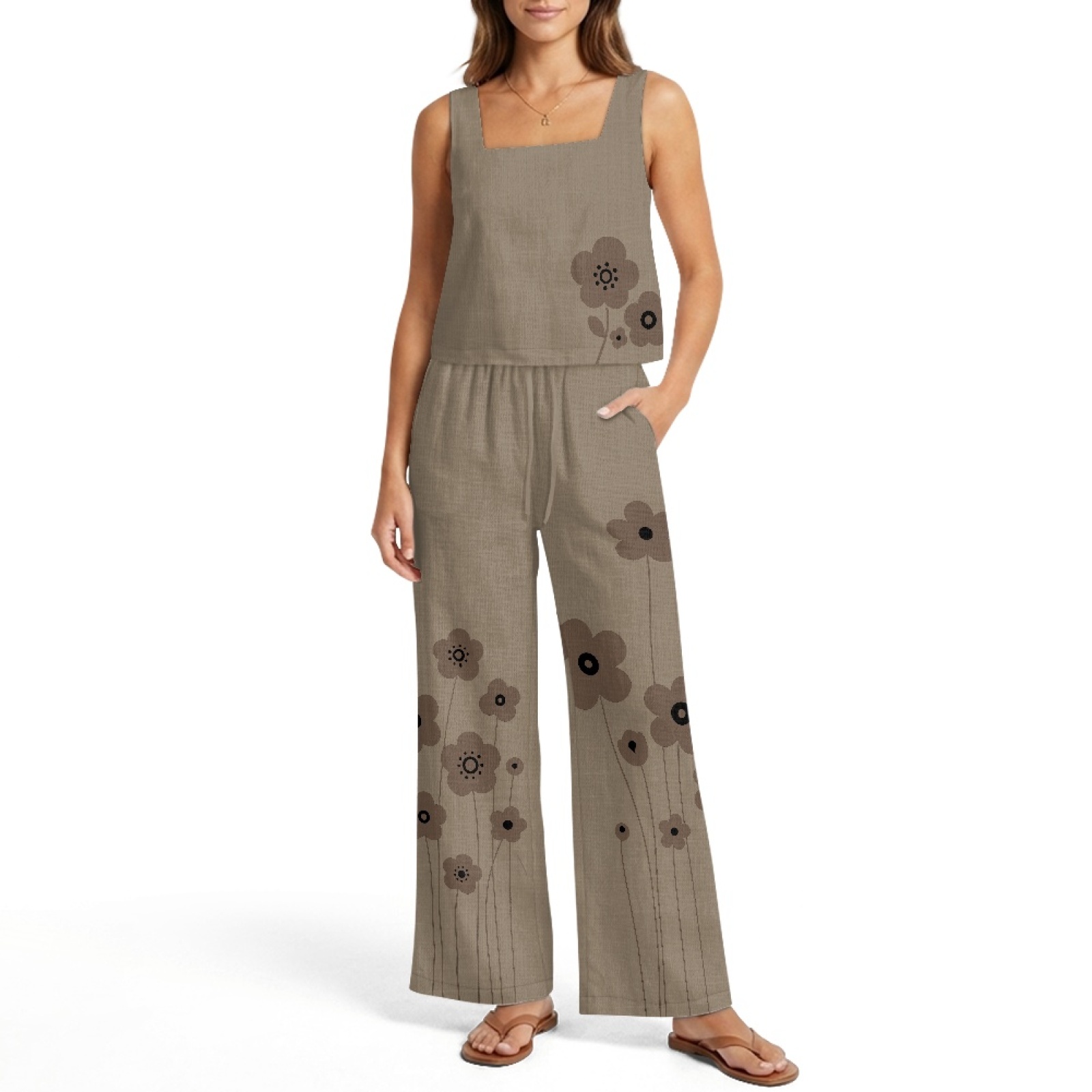 INSTANTARTS Set Rompi Linen Wa - Linen Pant Wide ulasan dan harga