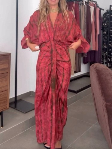 Gaun Musim Panas Wanita Linen  - Linen Dress Wrap ulasan dan harga