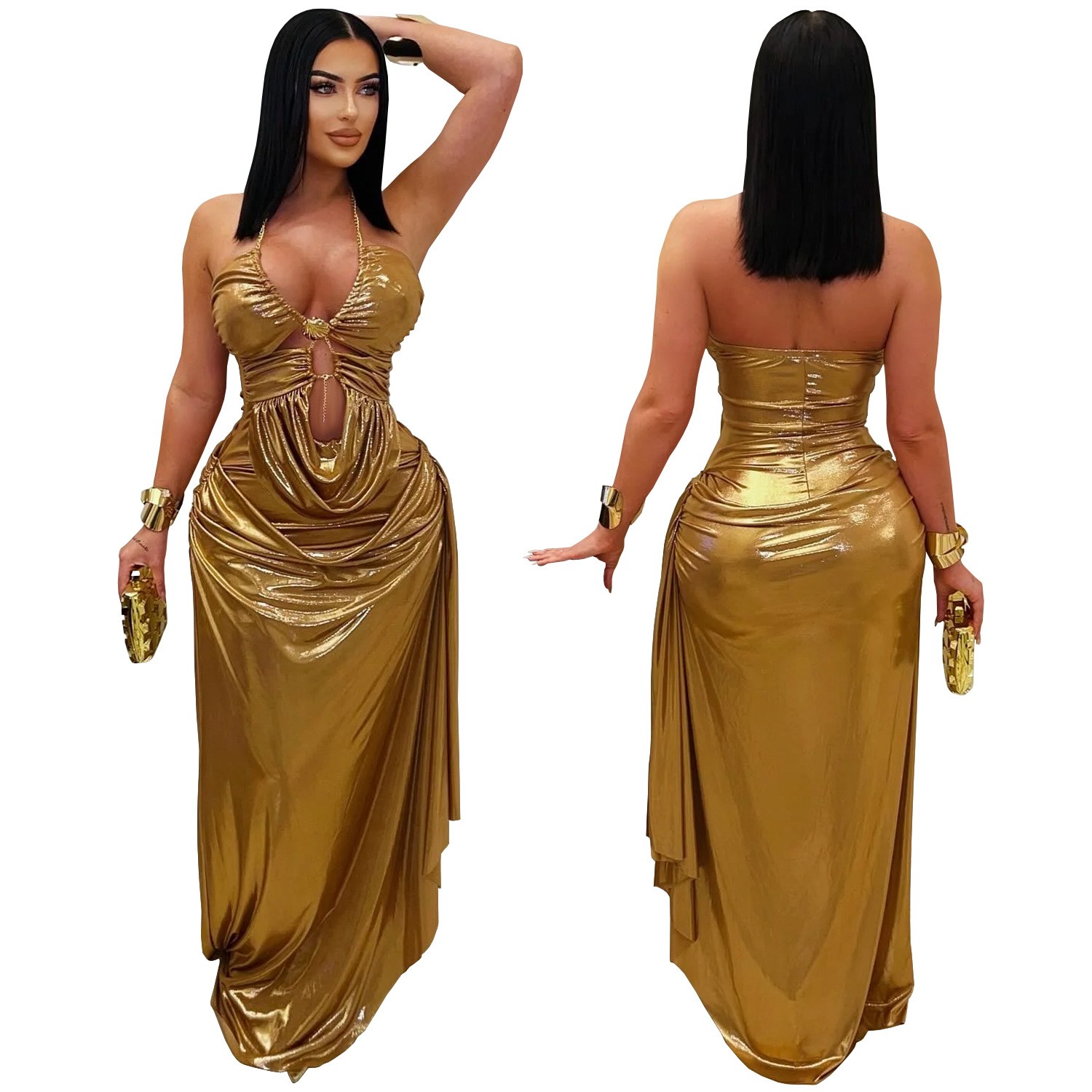 Gaun Pesta Pernikahan Gaun Mal - Maxi Dress Halter ulasan dan harga