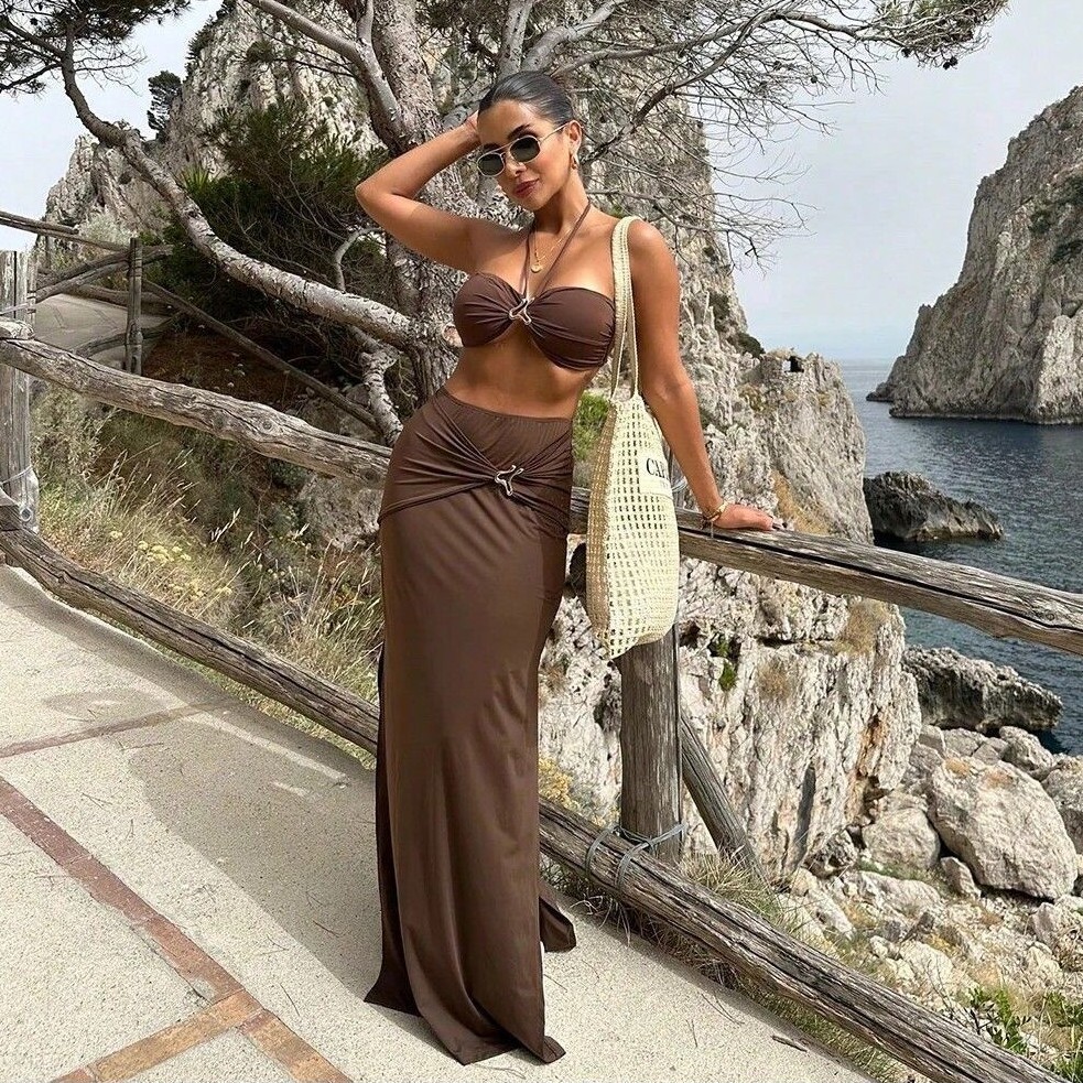 Bikini Tankini Tanpa Lengan Wa - Swimsuit Bikini Ruched ulasan dan harga